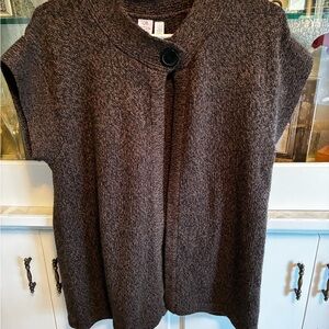 Bobbie Brooks Dark Brown Knit Short-Sleeve Long Open Front Cardigan 1X (16-18)